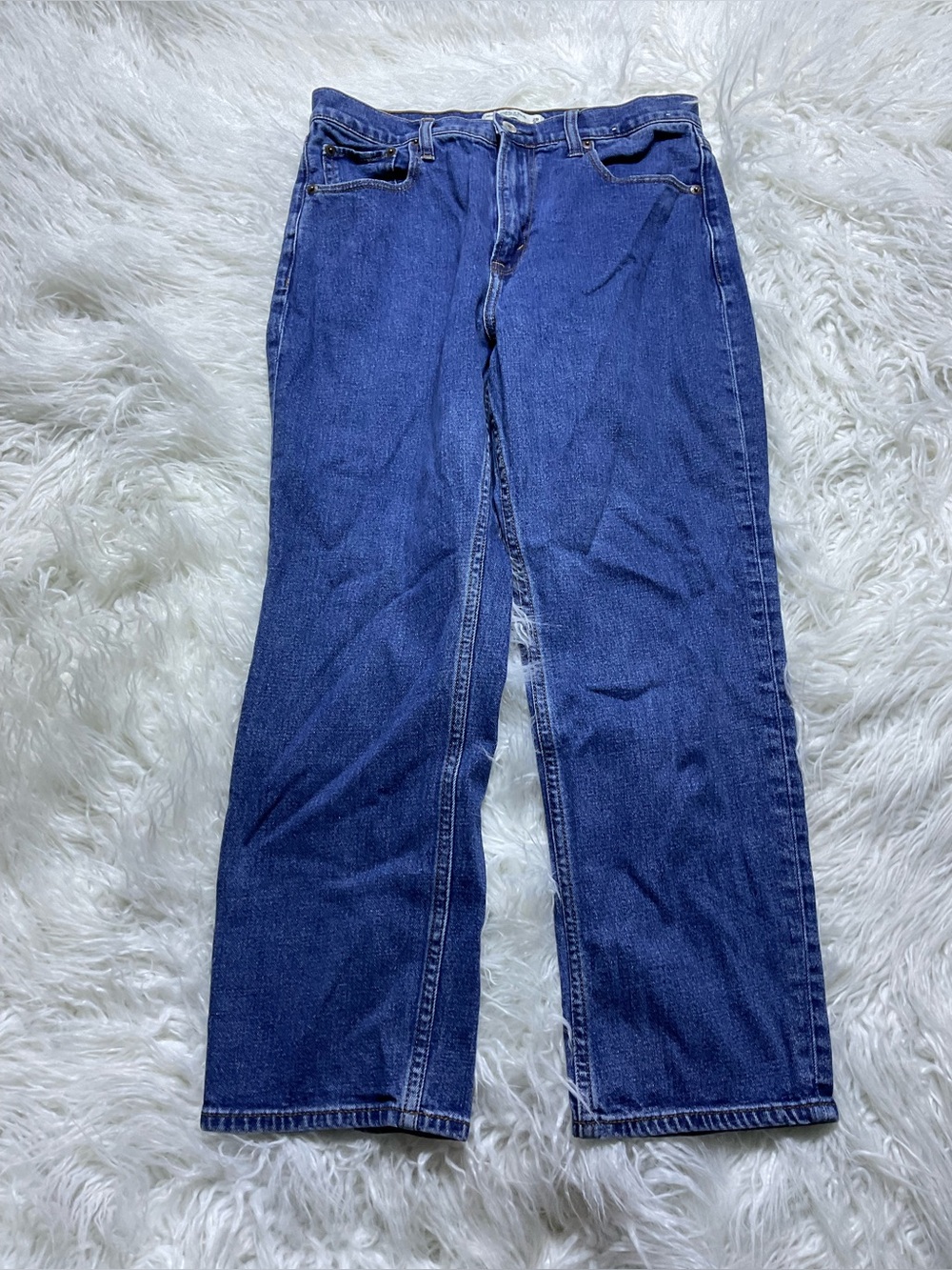 Abercrombie & Fitch Dark Blue High-Rise Cropped Jeans